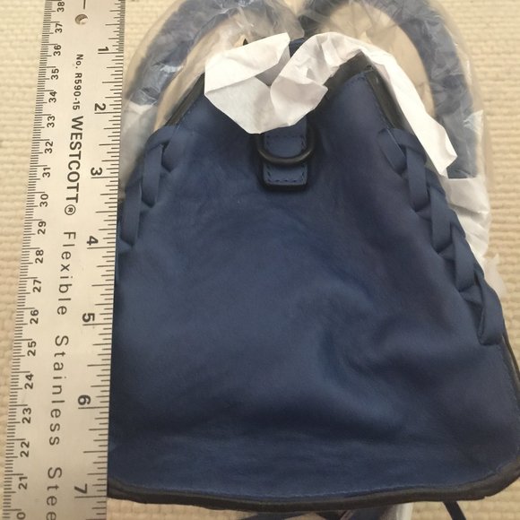 Joy Gryson Belted Strap Whipstitch Blue Nyla Satchel Bag - Picture 7 of 8